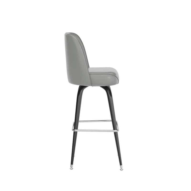 Metal Barstool with Swivel Vinyl Upholstered Bucket Seat and Footrest - 18.5D x 18.5W x 42.5H