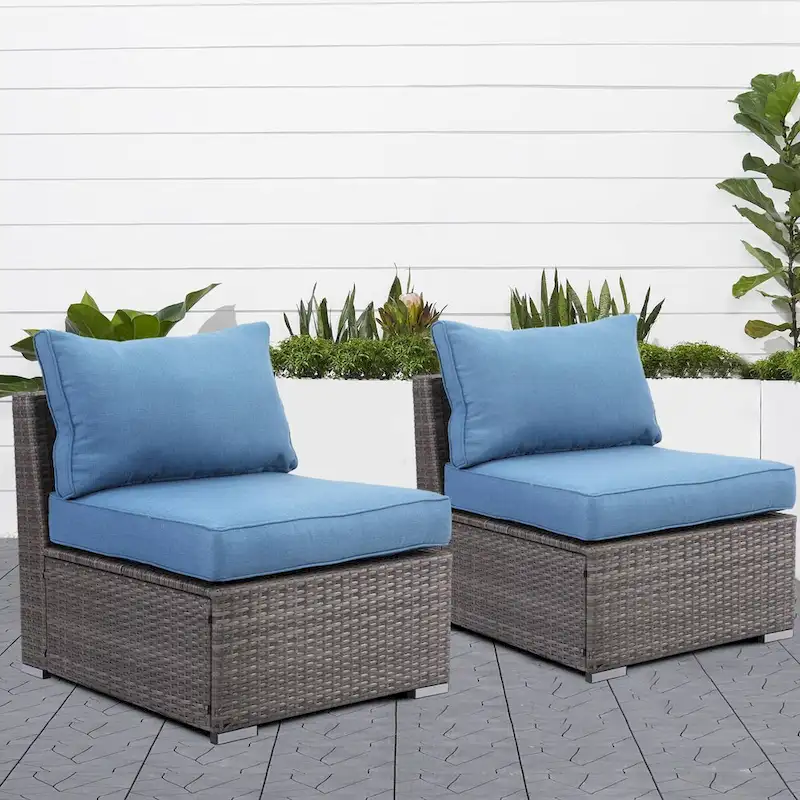 Royalcraft 2 Pieces PE Rattan Wicker Patio Armless Sofas