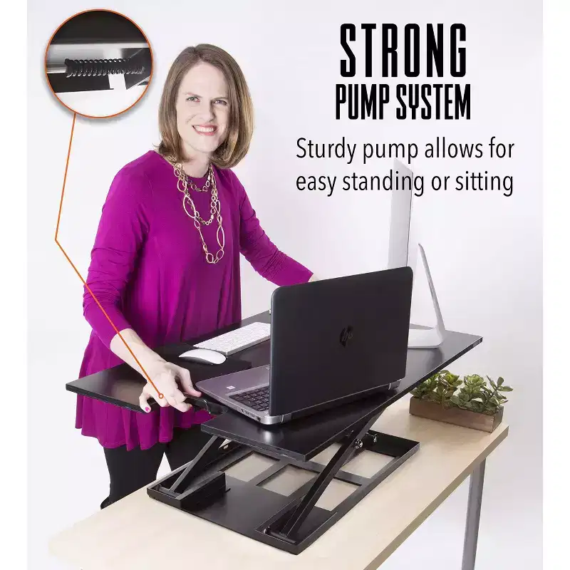 X-Elite Pro 36 Standing Desk Converter with Pneumatic Height Adjustment Black Stand Steady