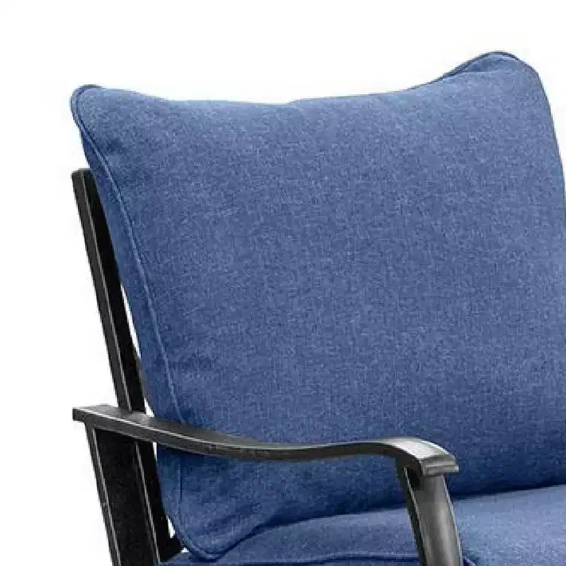 Royal Hampton Swivel Glider Armchair Set of 2, Navy Blue Cushion, Black Metal