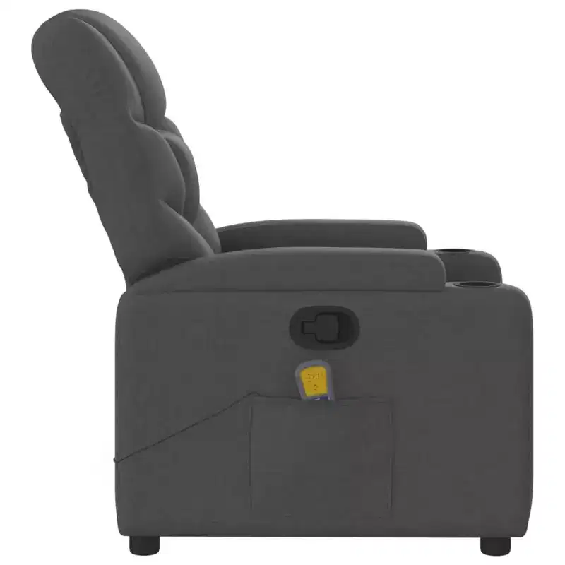 vidaXL Dark Gray Fabric Recliner Chair - 6-Point Vibration Massage, Adjustable Backrest & Footrest - Gray