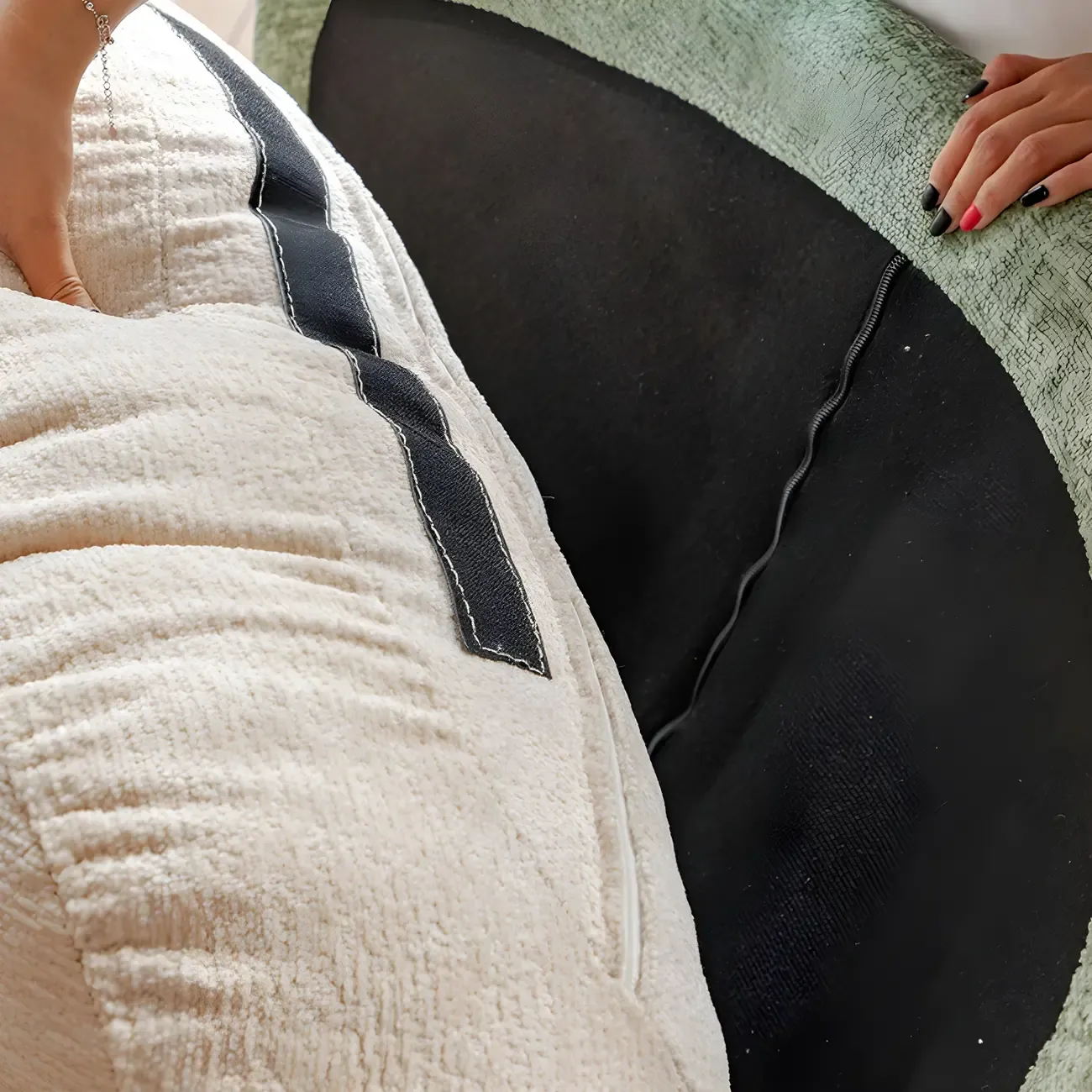 Modern Velvet Upholstered Rocking Chair with Wood Legs