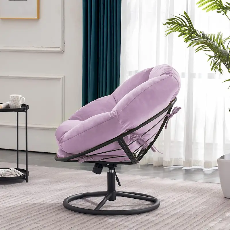 MCombo Gas Lift Swivel Papasan Chair with Height Adjustment, Velvet HQ405