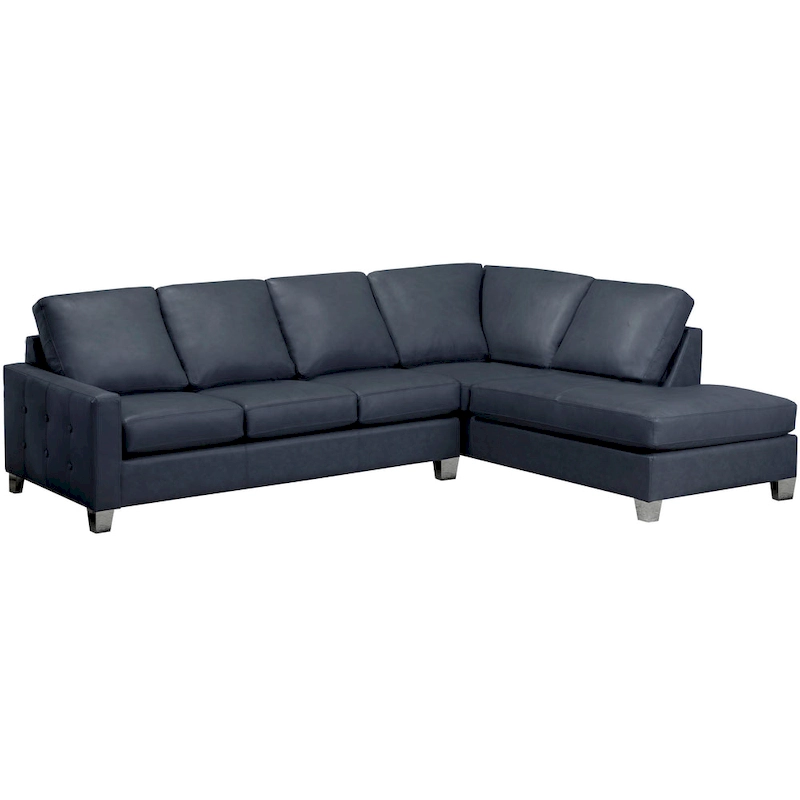 Dean Top Grain Italian Leather Tufted Sectional Sofa - 107 x 85 x 35 x 34