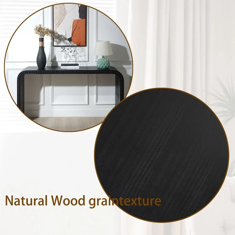 59 Entryway Table, Curved Waterfall-style Table,Console Table with Wood Beads