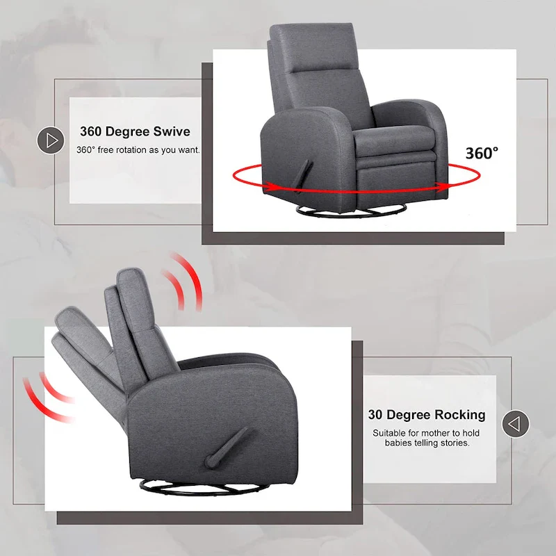 Manual Glider Recliner Rocker Swivel Chair