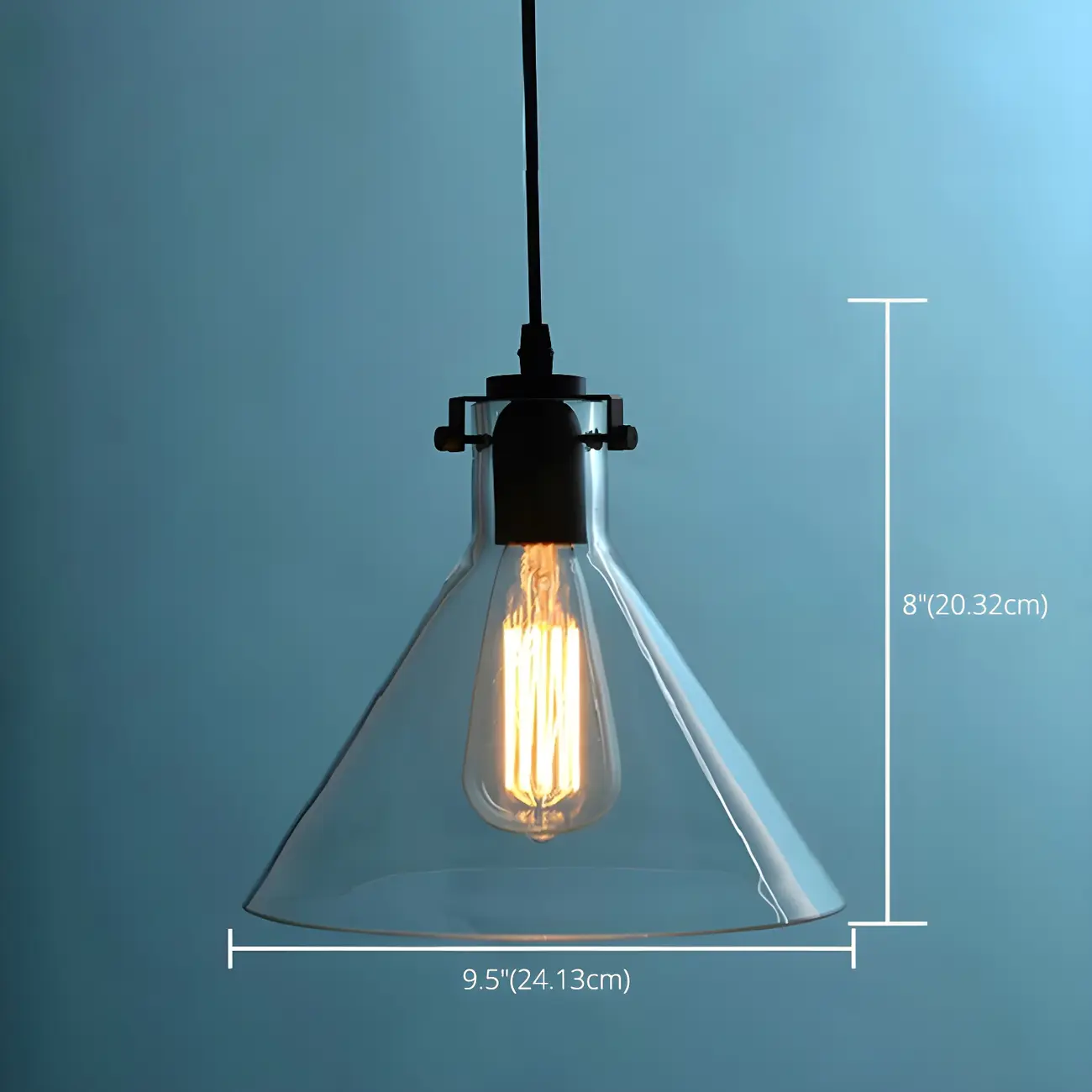 Industrial Clear Cone Glass Kitchen Pendant Light