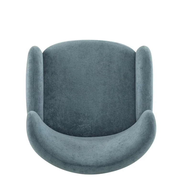 Wingback Club Chair, Mid-Century, Plush Velvet, Solid Wood & Birch Legs, Seats 1, Blue/Brown