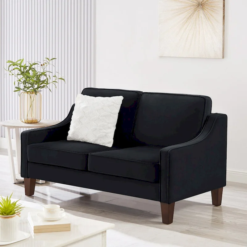Modern Upholstered Sofa with Removable Cushions and Scooped Arms