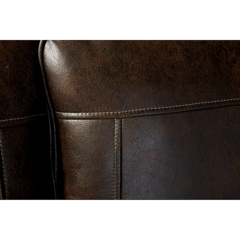 Roundhill Furniture Leinster Fabric Upholstered Nailhead Sofa and Loveseat Set in Espresso