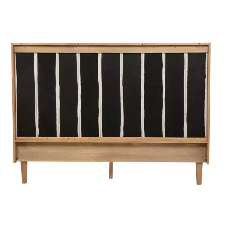Whisen Wood Bed with Upholstered Headboard and Strengthened Frame