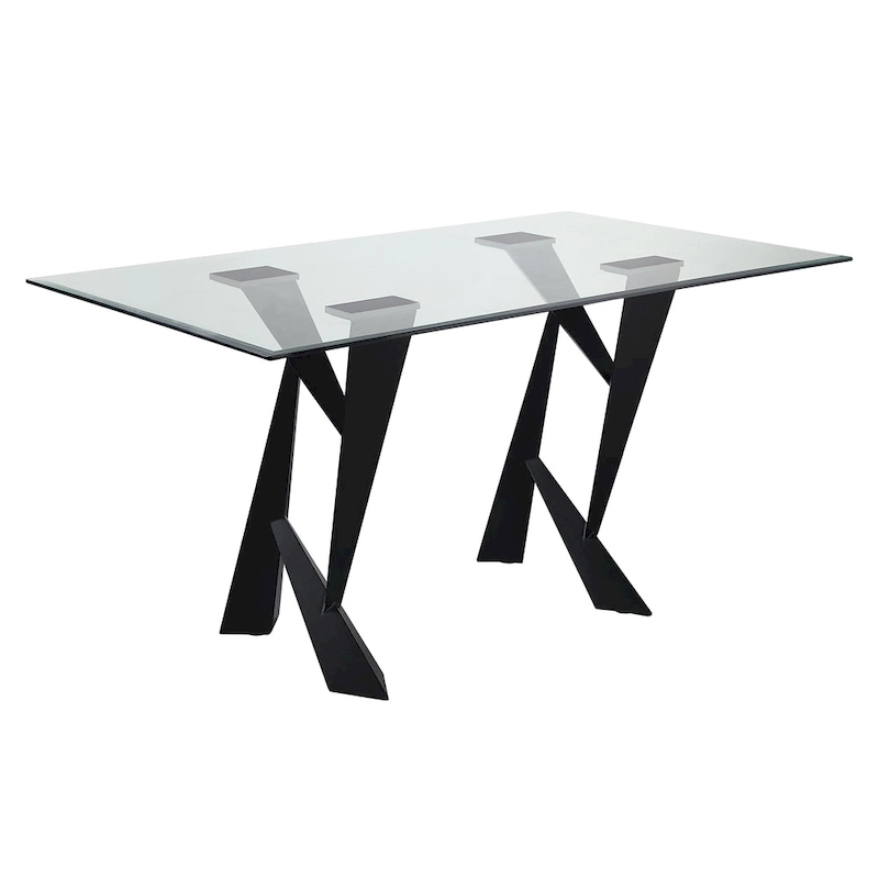 Furniture of America Zygard Modern Black 58-inch Glass Top Dining Table