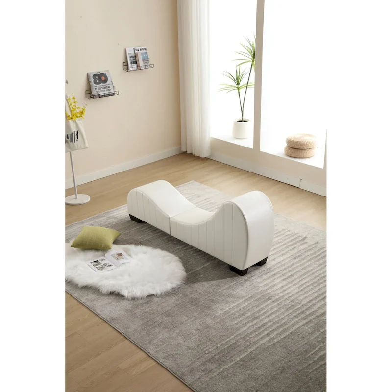 Modern Faux Leather Curved Yoga Chaise Lounge - 13.78 x 62.20 x 25.79