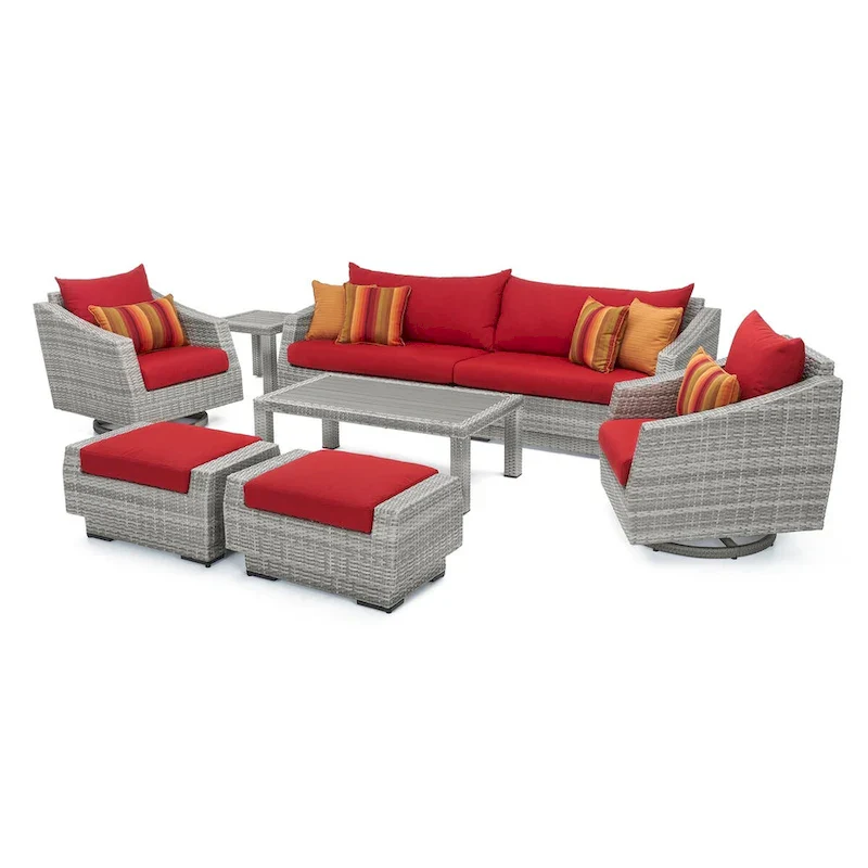Cannes Deluxe 8 Piece Sunbrella Outdoor Patio Sofa & Club Chair Set