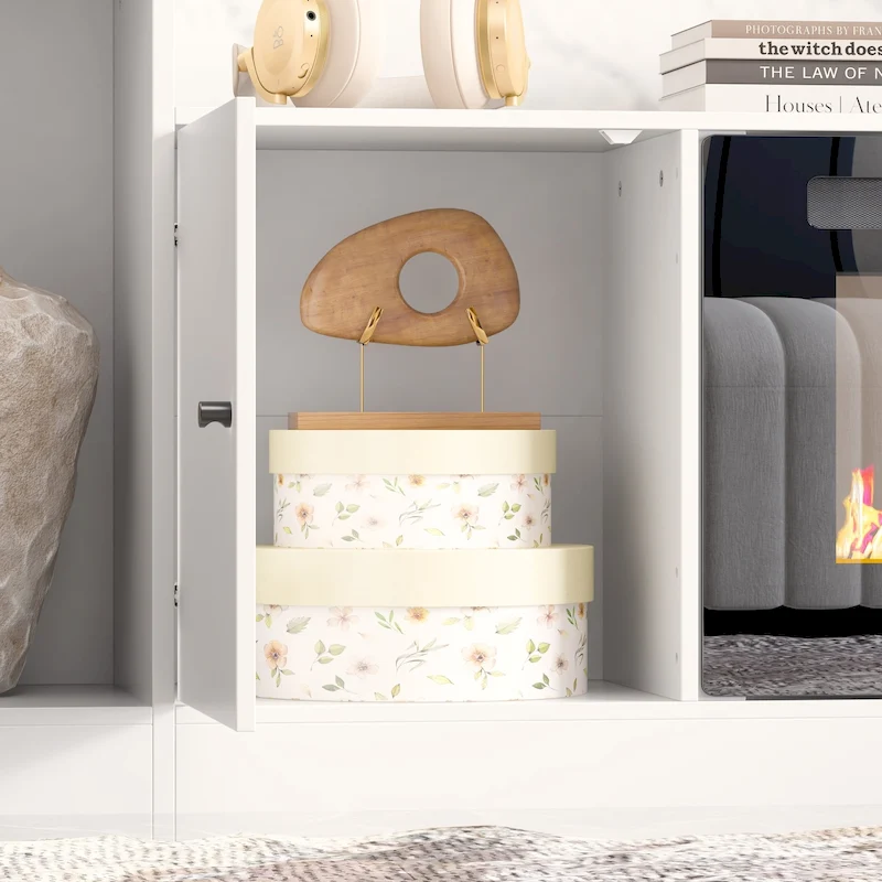 Entertainment Hub w/Fireplace Insert Compatibility Sleek Media Center