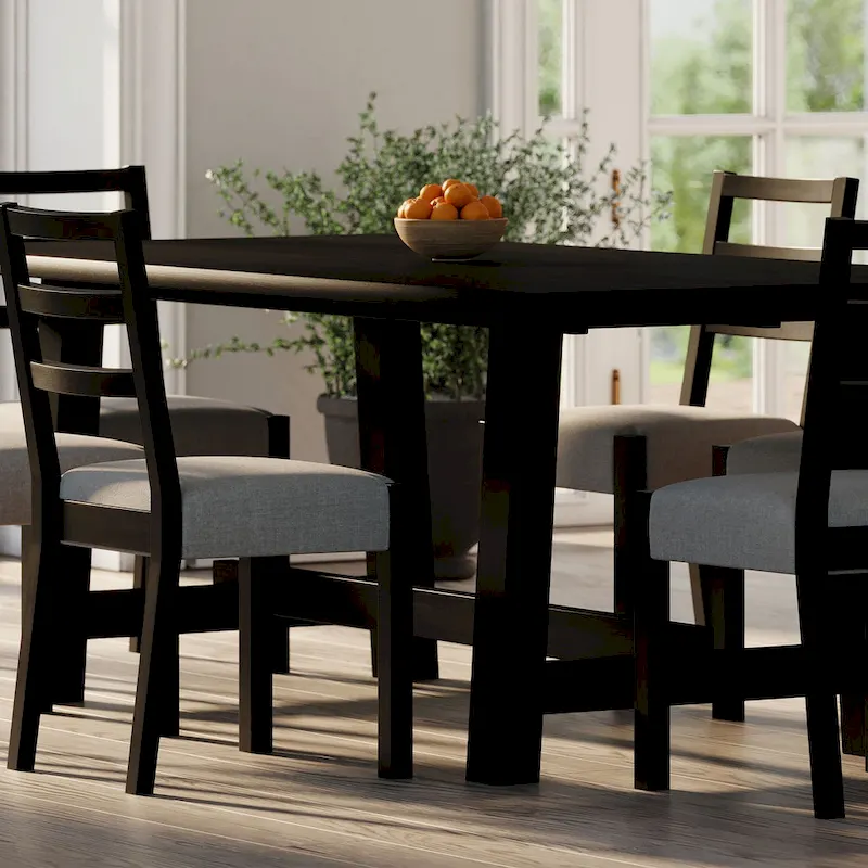 Rectangular Wooden Dining Table (Weathered Black Finish)