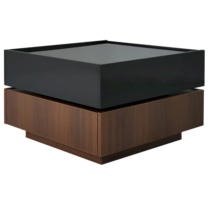 Square 360Rotating Coffee Table with 2 Drawers