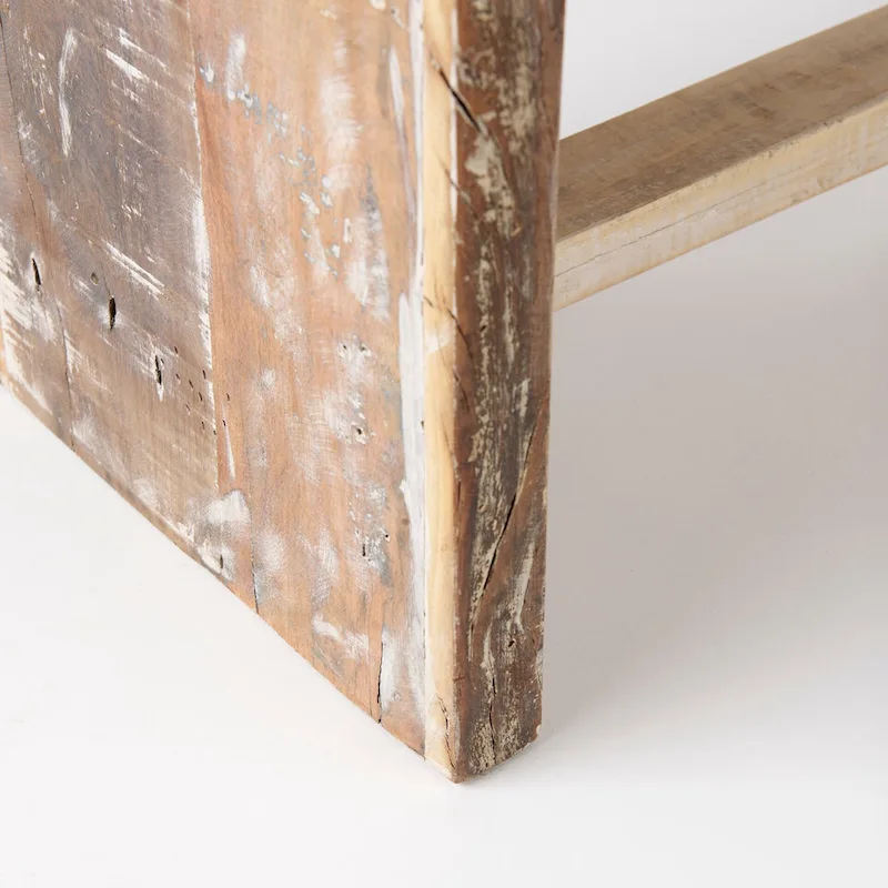 Reclaimed Wood Entryway Bench, Brown, Rustic, Boxy Frame, 47