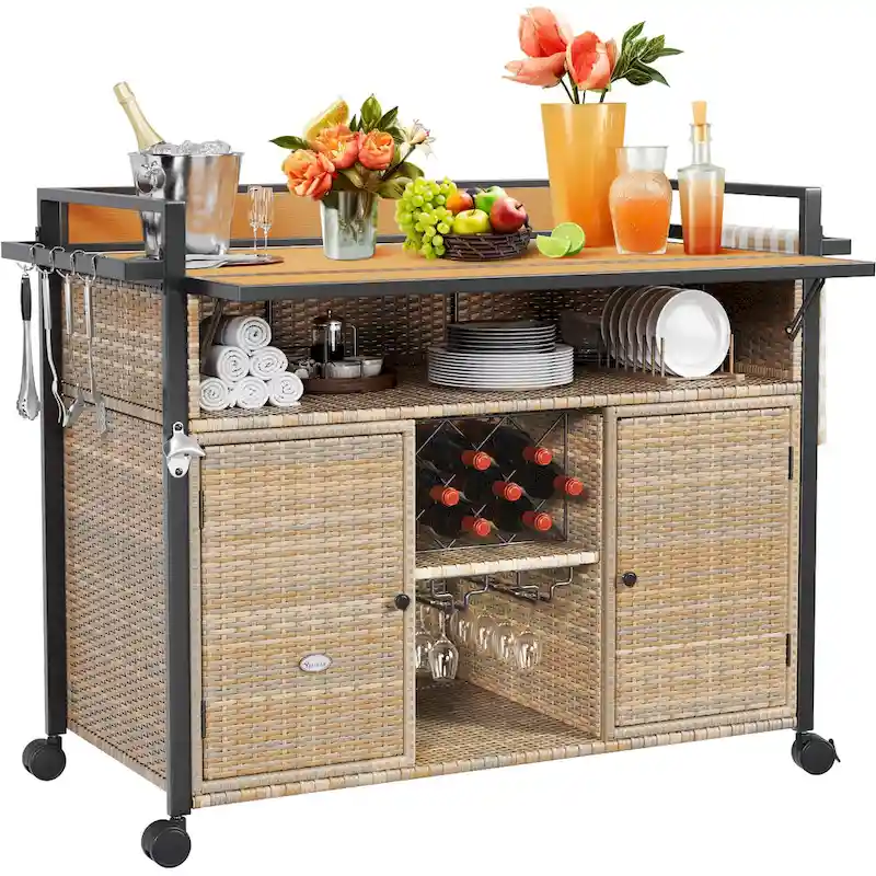 54.3 Wicker Bar Cart