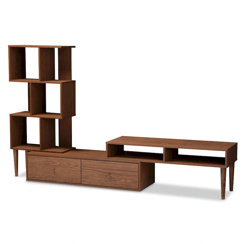 Carson Carrington Sakskobing Mid-century Medium Brown Wood TV Stand