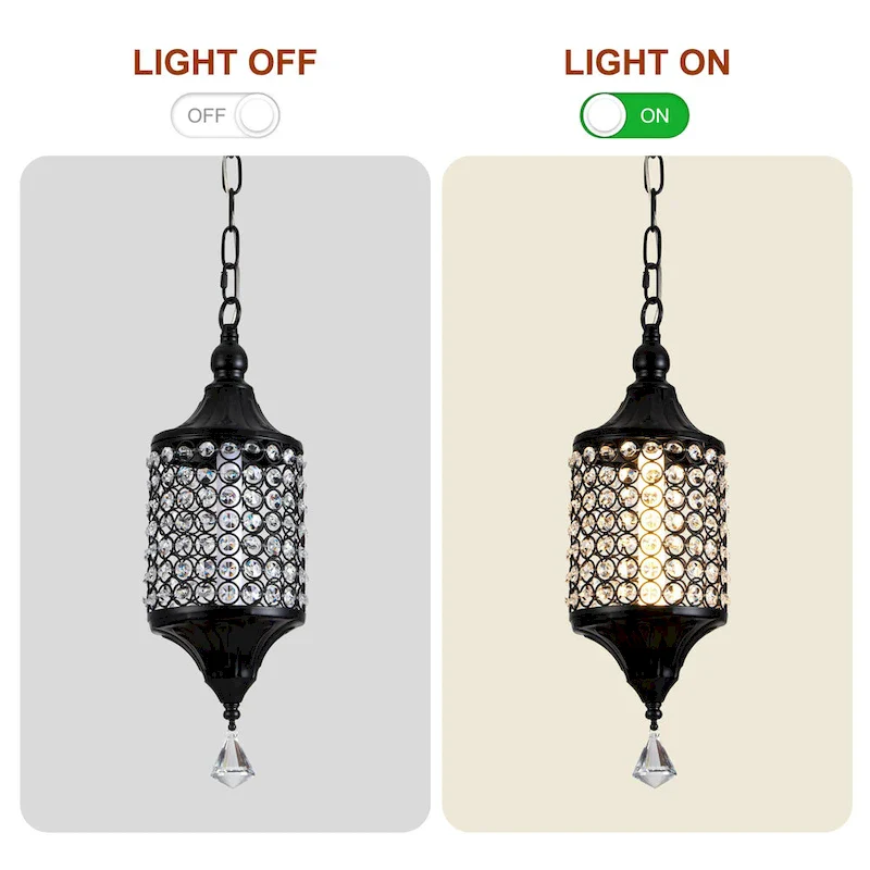 CurveCurio 7  Classic Crystal Pendant w Dimmable LED Light, Adjustable Hanging Chain up to 70 inches