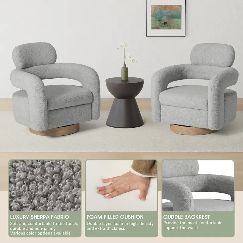 Bayville 29 Wide Sherpa Swivel Chair (Set of 2)