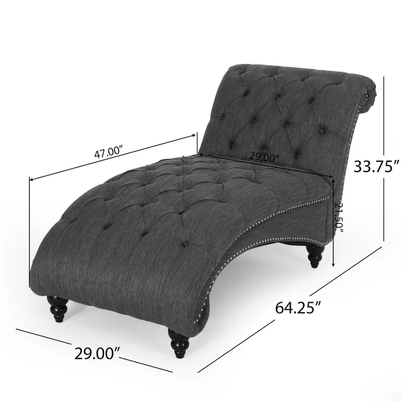 64.25 Button Tufted Chaise Lounge Chair with Birch Legs