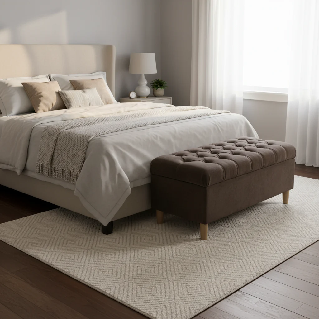 Storage Bench Ottoman, Chocolate Brown Velvet, Wood, 40 Inch