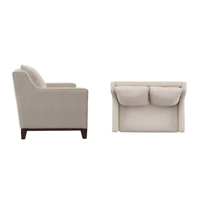 Fabric Loveseat with Down Feather Cushions - Gray 2-Seater