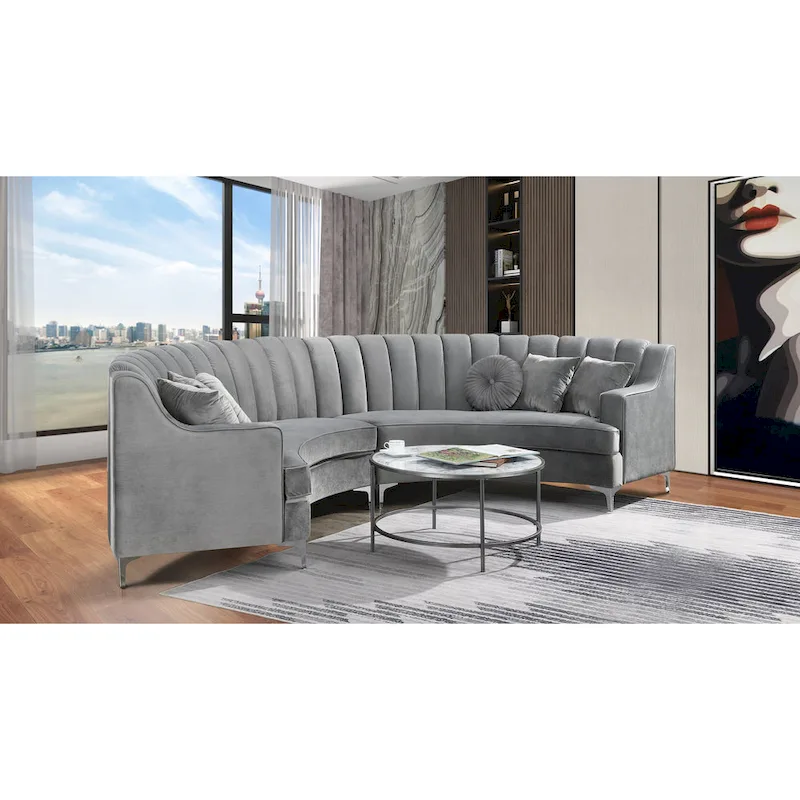 142Velvet Fabric Curve Sectional Sofa - 142