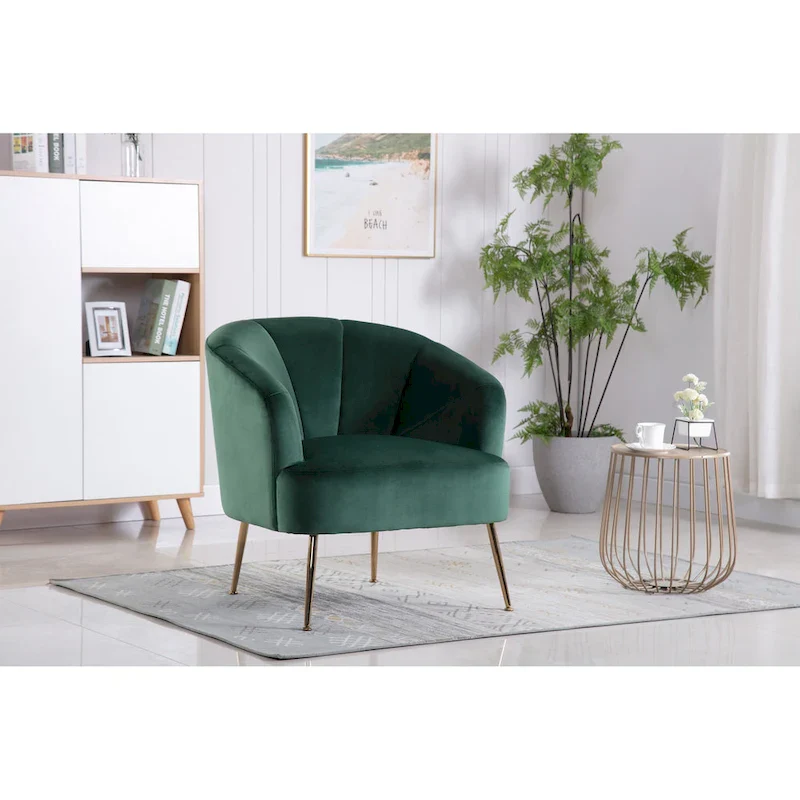 Tufted Velvet Accent Chair with Chrome Legs