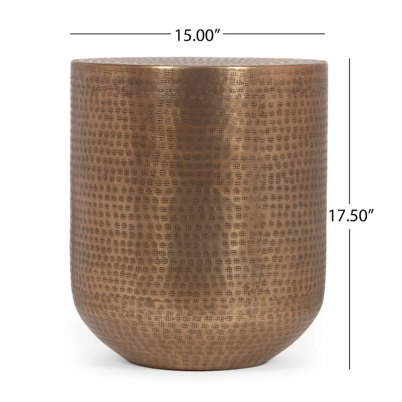 Ladd Handcrafted Boho Aluminum Drum Side Table by Christopher Knight Home - 15.00 L x 15.00 W x 17.50 H