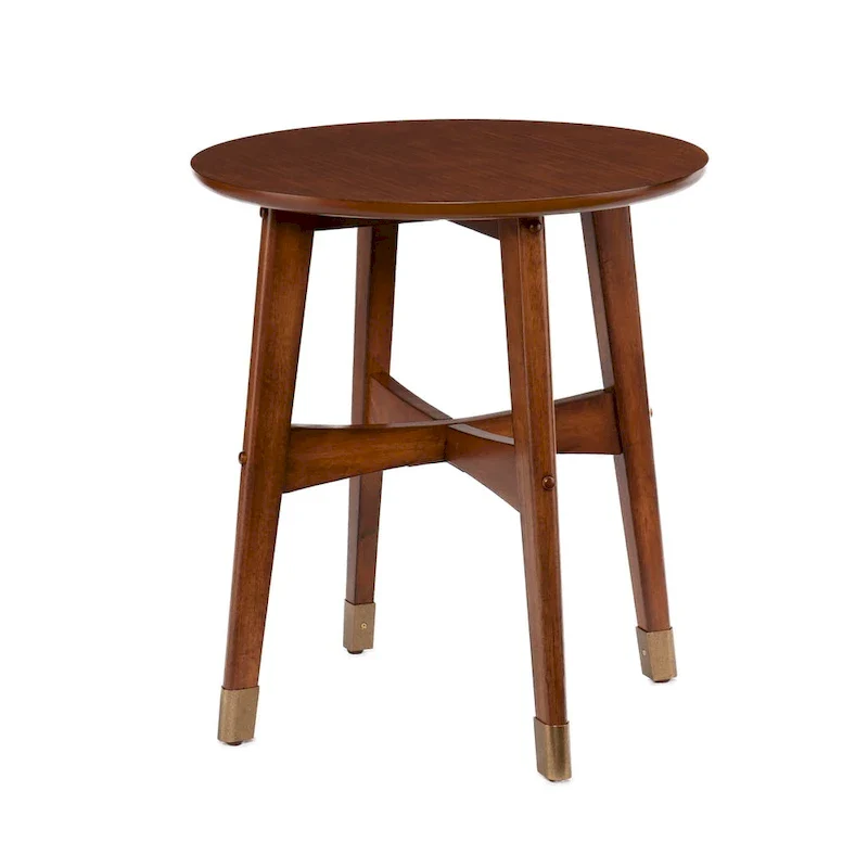 Round Midcentury Modern Wood Side Table