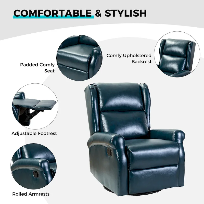 Faux Leather Swivel Nursery Recliners (Metal Base) — Set of 2