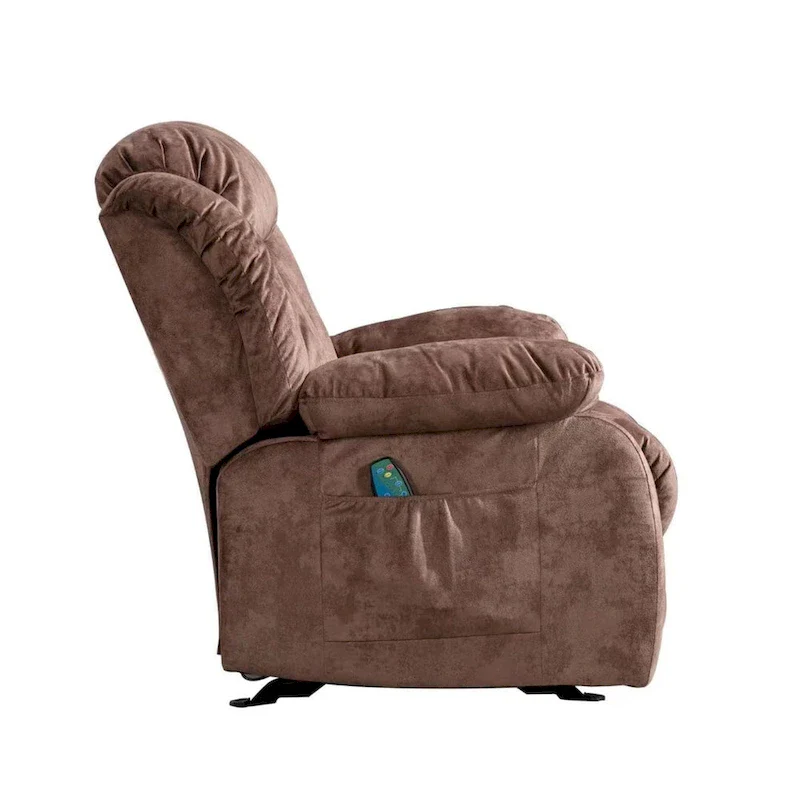 Soft Fabric Overstuff Manual Recliner with Massager and Heat