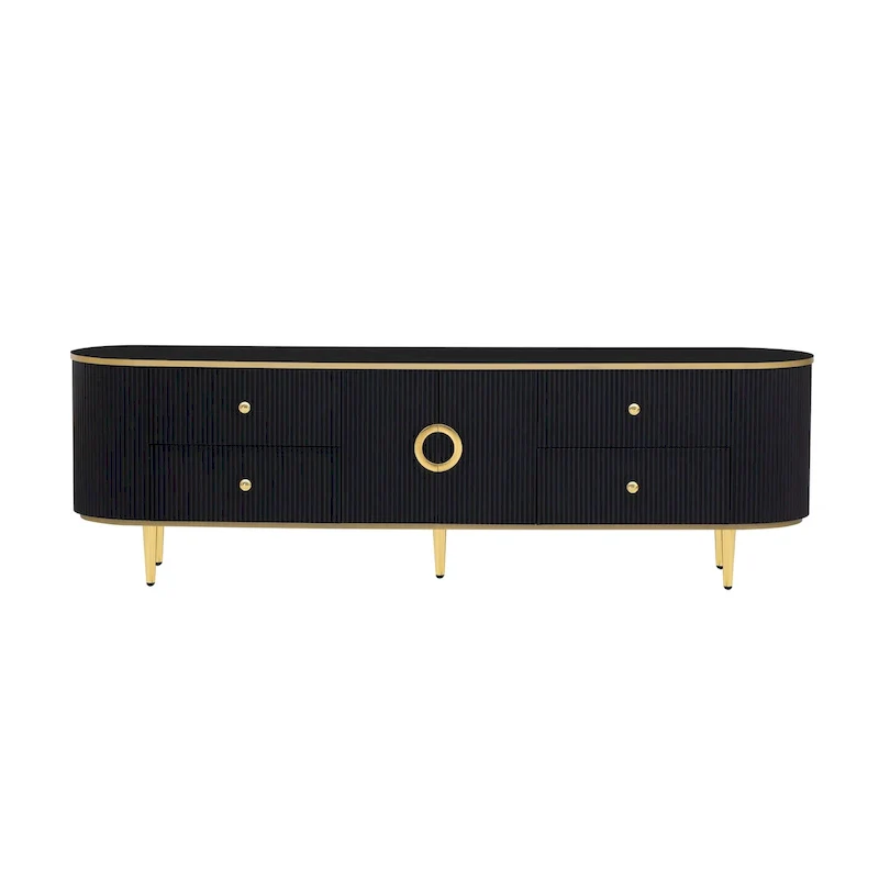 Modern TV Stand for TVs up to 80 Inches, Entertainment Center with 4 Drawers and 1 Cabinet