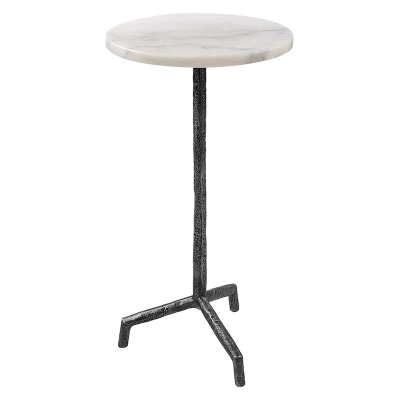Uttermost Puritan White Marble Drink Table - 12 W X 23.5 H X 12 D (in)