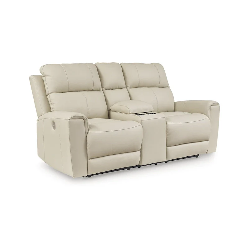 Signature Design by Ashley Dahlmoore Beige Power Reclining Loveseat with Console - 76  W x 42  D x 40  H