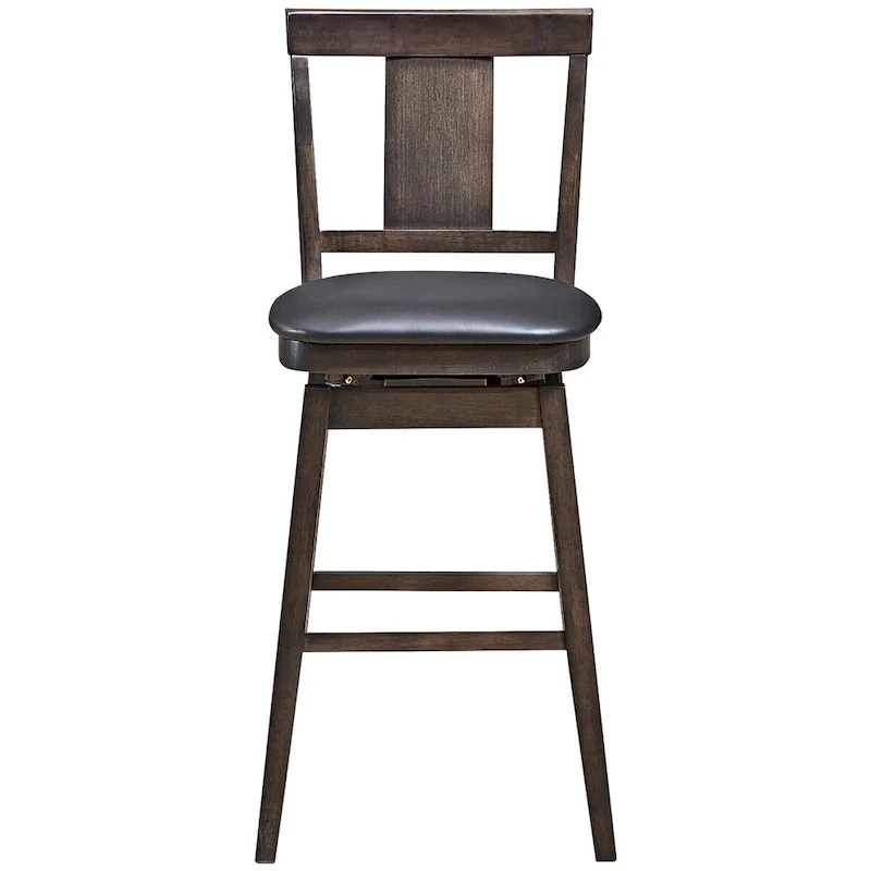 Swivel Bar Stool 29 inch Upholstered Pub Height Bar Chair with Rubber - Dark Grey