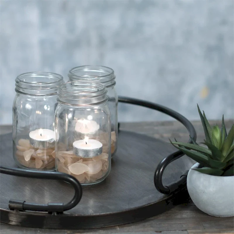 Foreside Home & Garden 14 x 14 inch Round Metal Decorative Tray - 14x14x3