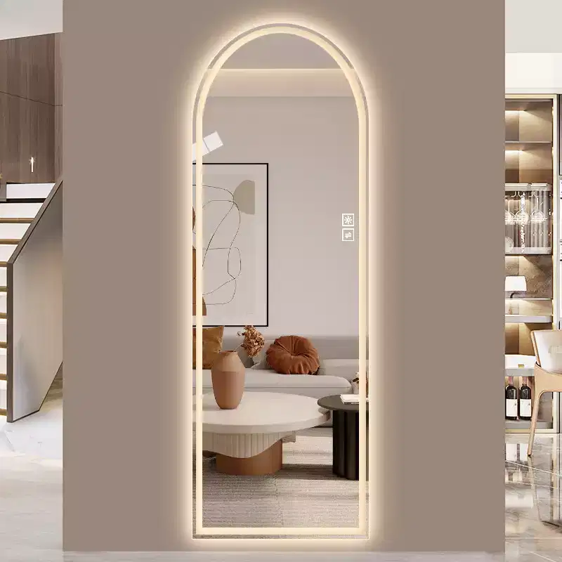 GDFStudio Astra Modern 65H Arched LED Full Length Mirror with Adjustable Light Modes