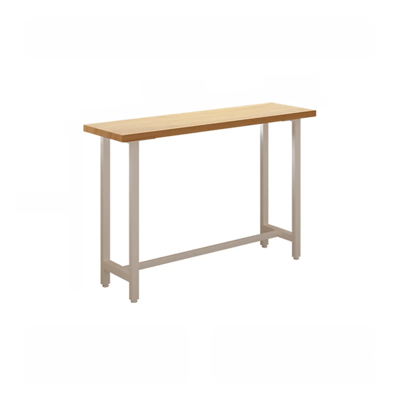 Natural Wooden Top Bar Table Metal Base with Footrest