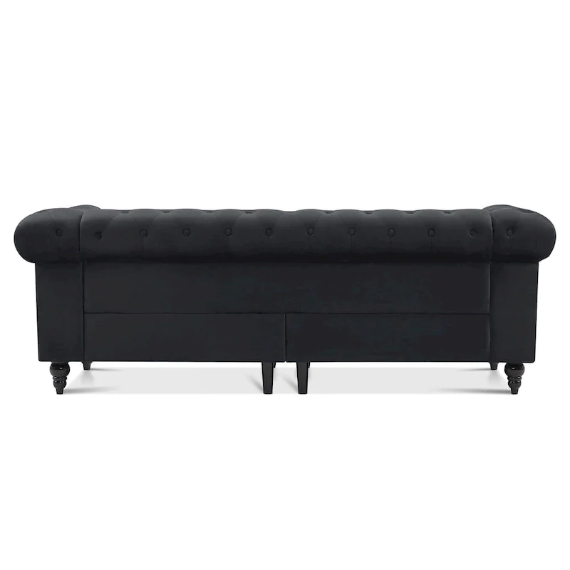 Modern Quilted Club Sofa with Oak Legs