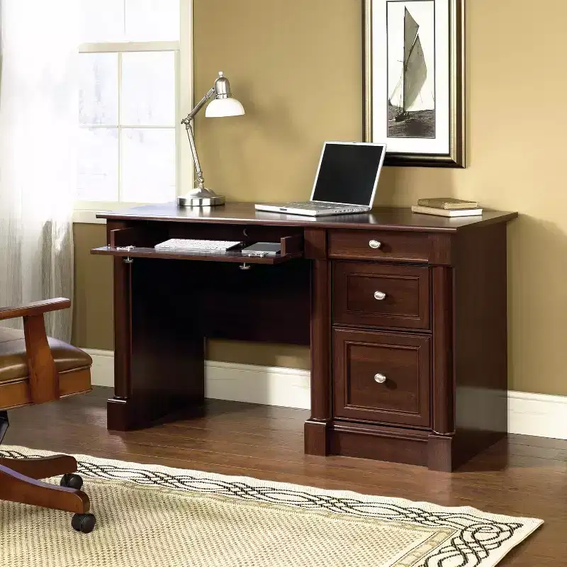 HomeStock Palladia Executive Desk Brown  23.5D x 53.12W x 30H  Flip-Down Panel  144 lbs