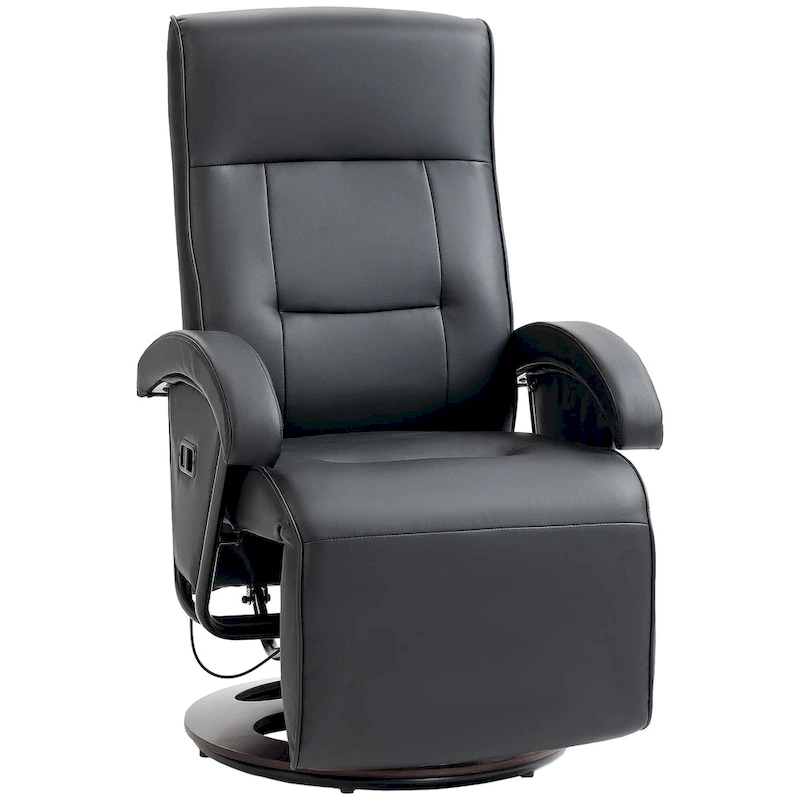Modern Lounge Chair PU Leather Swivel Recliner Chair Padded Armchair with Footrest and Adjustable Backrest