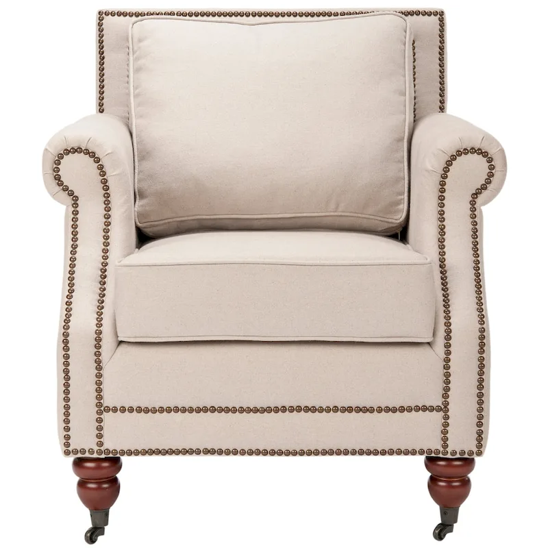 Classic Roll Arm Club Chair with Nail Head Trim