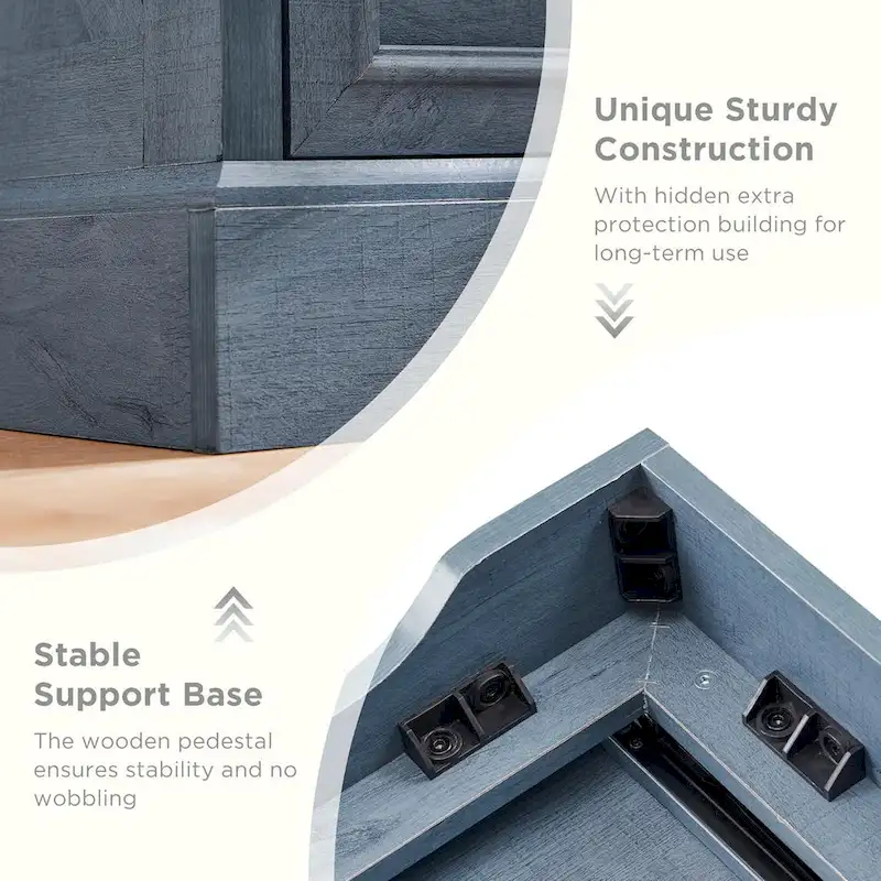 9-Drawer Dresser, Farmhouse, Blue/Grey/Brown/Off White/Black, Engineered Wood