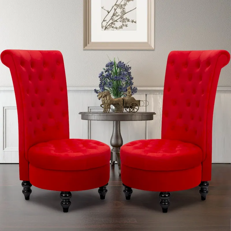 AVAWING Set of 2 Throne Royal Chair Thick Padding and Rubberwood Legs