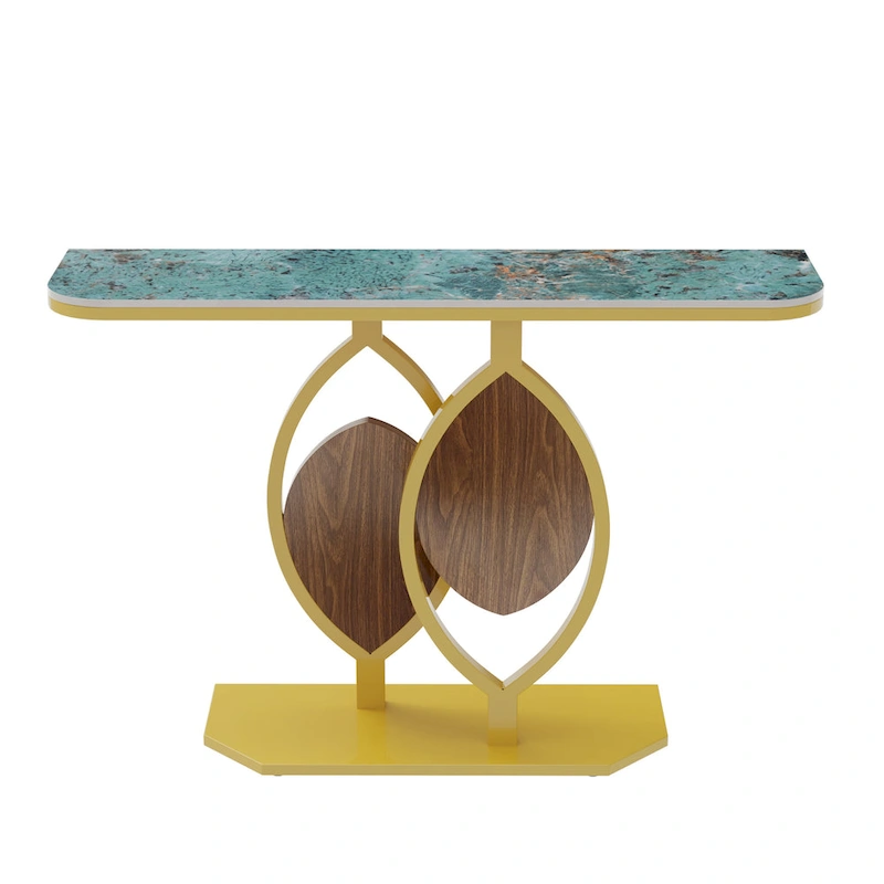 48  Modern Console Marble Table with Gold Base Entryway Living Room - 48 x12 x31