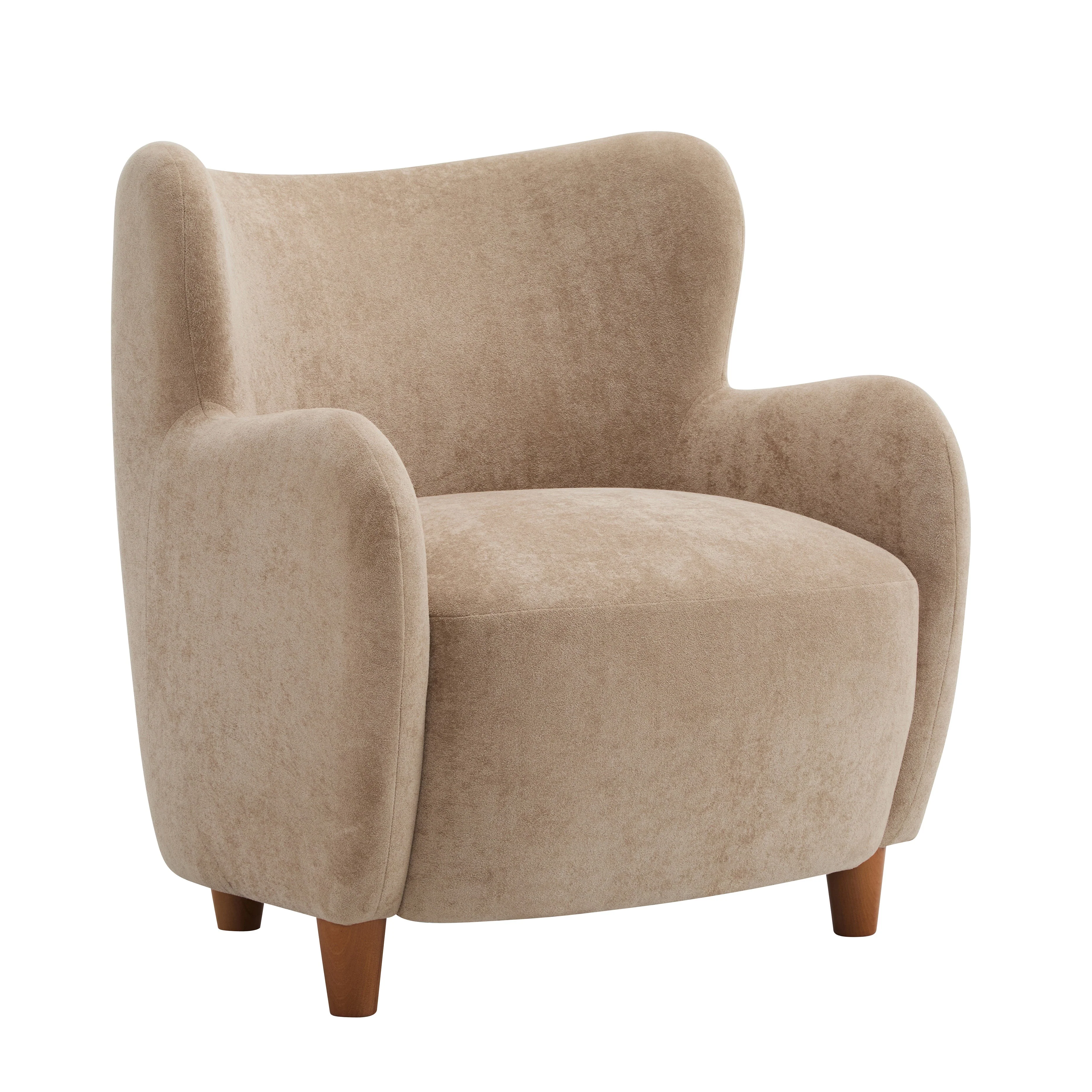 Luxury Modern Fabric Armchair with Round Arms & Tapered Legs